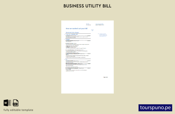 listo para imprimir factura comercial de servicios públicos BT, plantilla de p 1